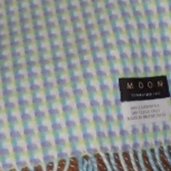 100% Lambswool Scarf - Warm for Winter "Moon" Blue/Green/Purple Check - Picture 6 of 7